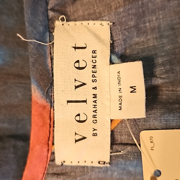 Anthropologie Velvet | NWT Women's Blue Tie Dye Short Sleeves Slip-On Dress M - Picture 9 of 9